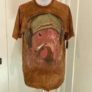 The Mountain Rasta Rooster Smoking / Headphones 2014 Marble Tie Dye T-Shirt SZ L